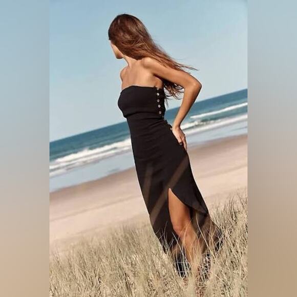 Free People Black Made Me Blush Midi Size Large - Picture 2 of 15